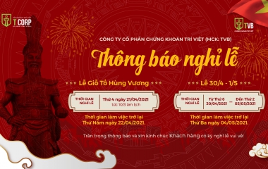 THÔNG BÁO LỊCH NGHỈ LỄ GIỖ TỔ HÙNG VƯƠNG VÀ NGHỈ LỄ 30/04 – 01/05/2021